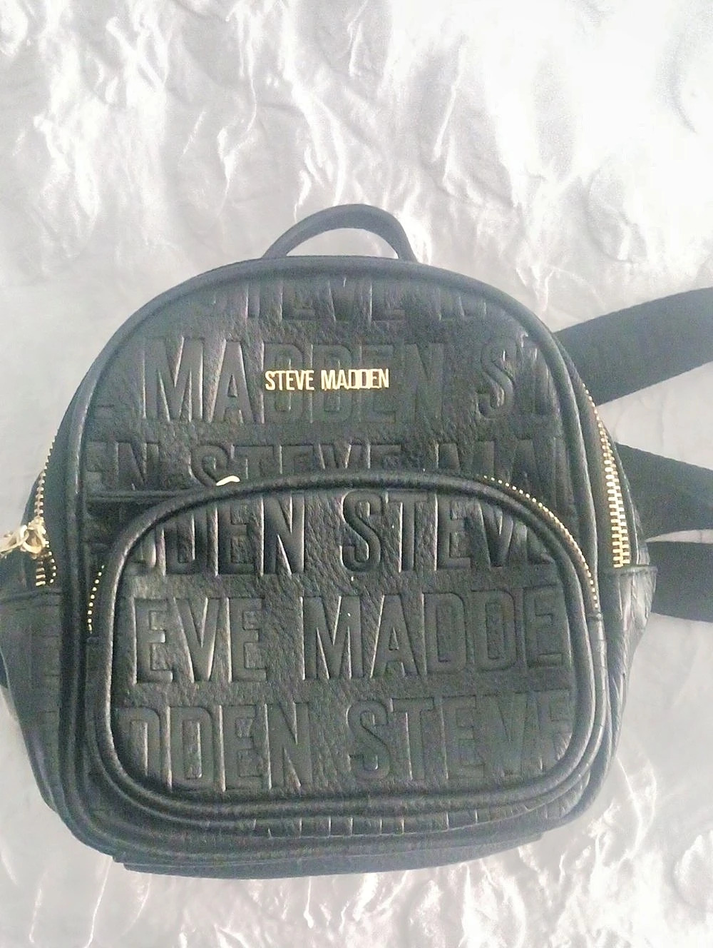 Steve Madden B1MAMPA Logo Embossed Mini Backpack Black